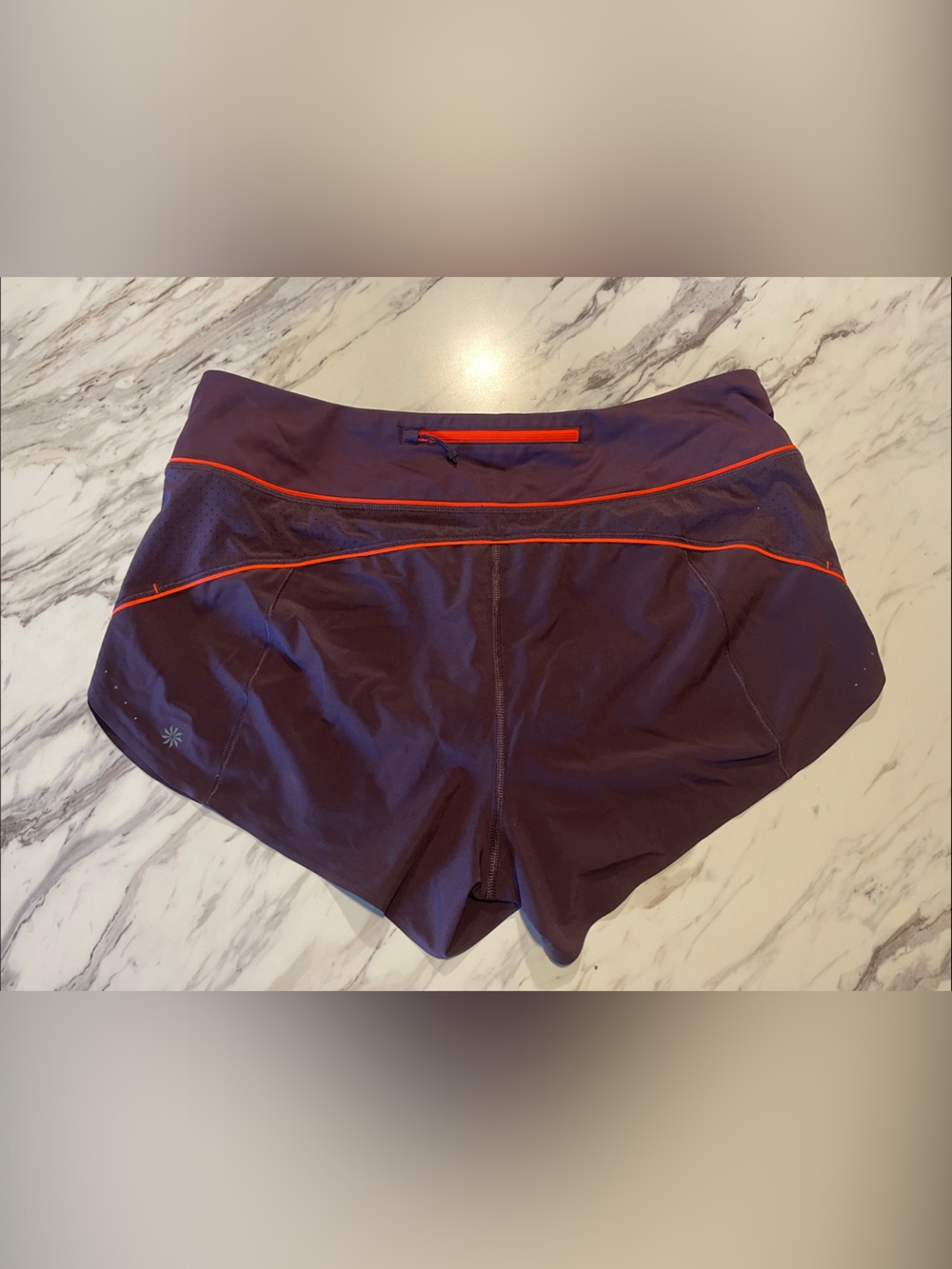 Athleta  Purple Athletic Shorts with Orange Piping